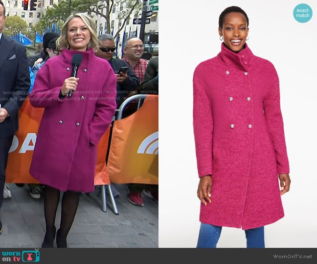 Talbots Textured Double Breasted Coat in Magenta Multi worn by Dylan Dreyer on Today
