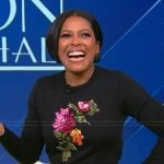 Tamron’s floral sequin sweater and pants on Tamron Hall Show