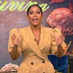 Tamron’s beige blazer dress on Tamron Hall Show