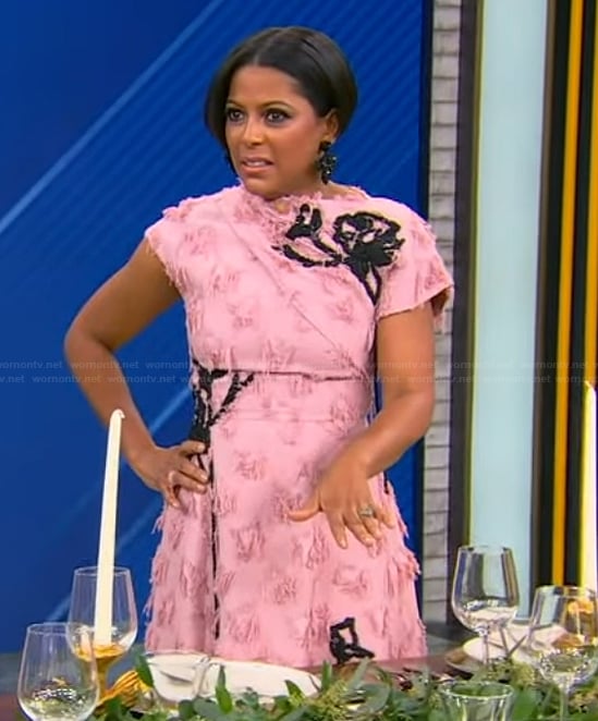 Tamron's pink embellished dress on Tamron Hall Show