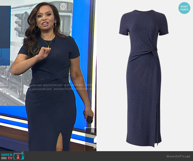 Tanya Taylor Flint Dress in Navy worn by Adelle Caballero on Today