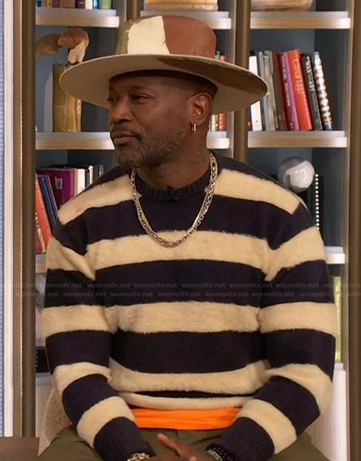 Taye Diggs’ stripe sweater on The Drew Barrymore Show