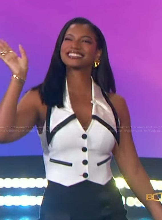 Taylor Rooks' white contrast vest on The Jennifer Hudson Show