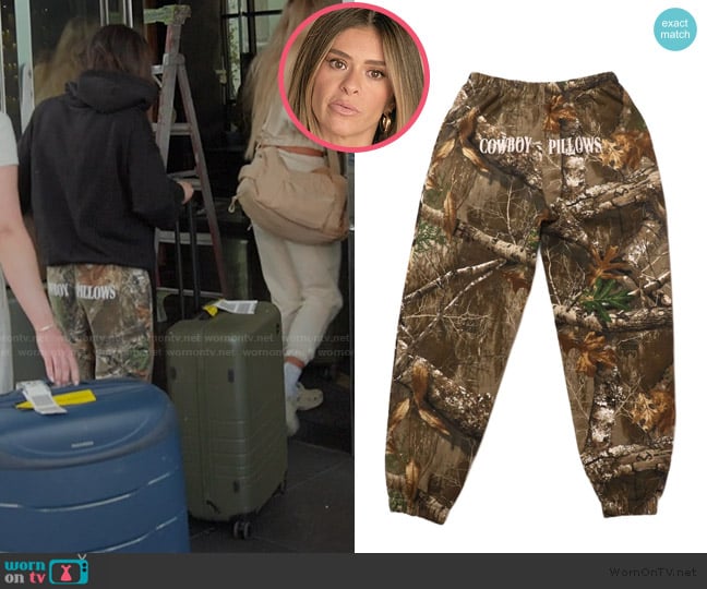 The Cowboy Pillows Camo Cowboy Pillows Sweatpants worn by Taylor Frankie Paul on The Secret Lives of Mormon Wives