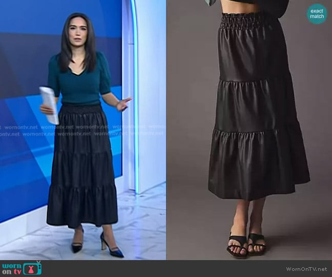 The Somerset by Anthropologie Faux Leather Maxi Skirt worn by Emilie Ikeda on Today