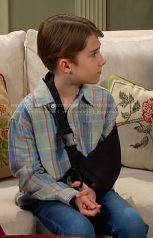 Thomas's blue plaid button down shirt on Days of our Lives