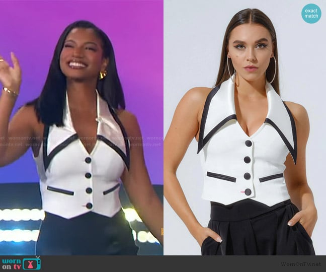 Tia Dorraine Born to Run Cropped Tailored Waistcoat worn by Taylor Rooks on The Jennifer Hudson Show