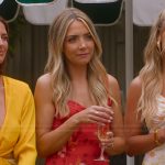 Tiffany’s red floral print dress on Selling the OC