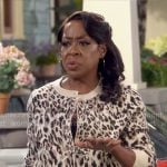 Tina’s leopard print cardigan on The Neighborhood