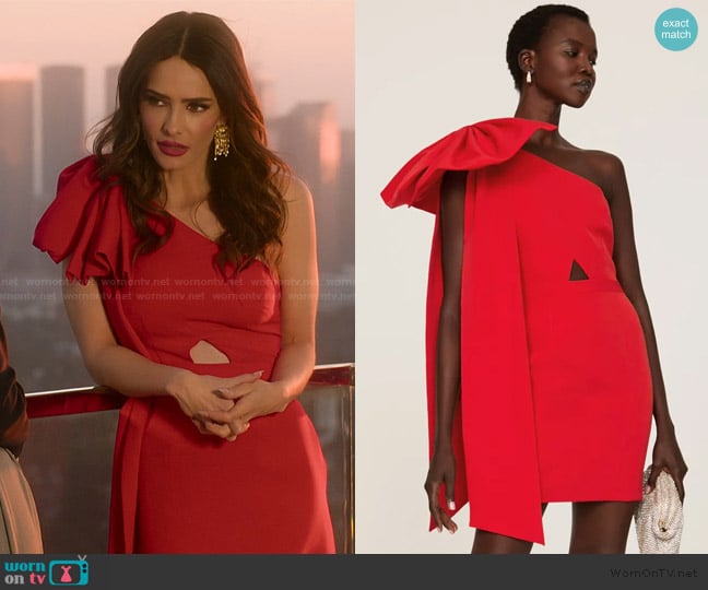 Toccin One Shoulder Bow Dress worn by Sandra Vergara on Selling Sunset