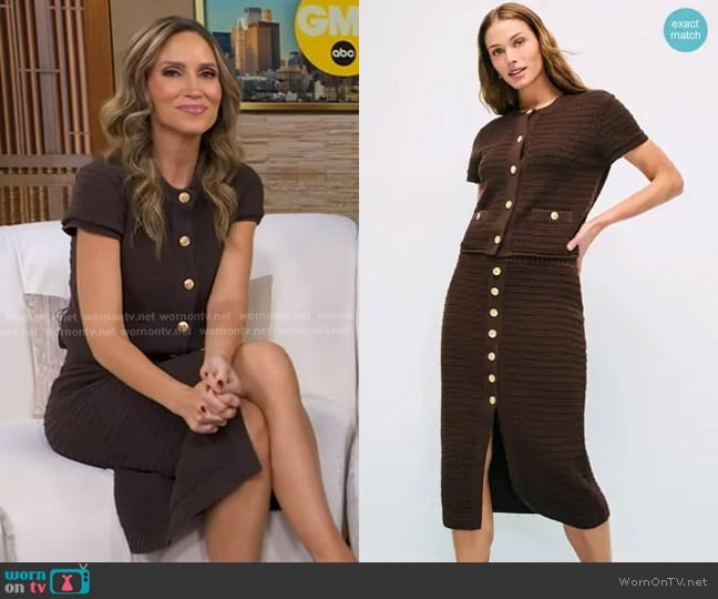 Toccin Short Sleeve Cotton Suiting Cardigan worn by Rhiannon Ally on Good Morning America