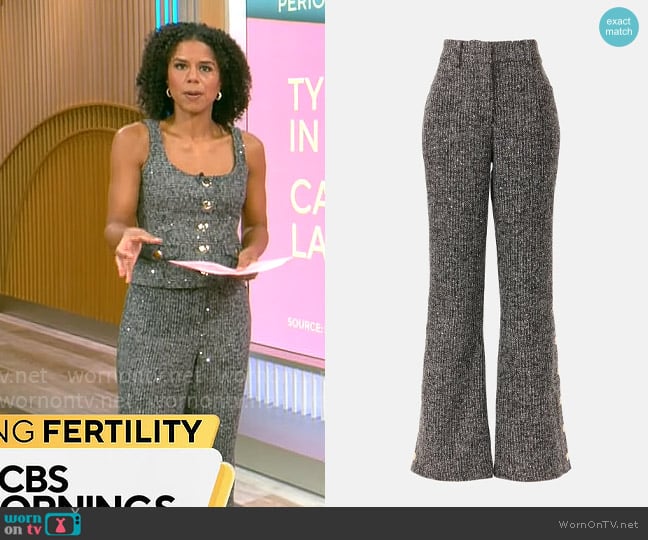Adriana Diaz’s grey tweed pants on CBS Mornings