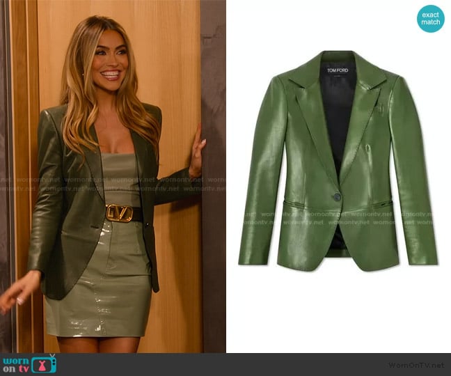 Tom Ford  Leather Notch Lapel Jacket worn by Chrishell Stause on Selling Sunset