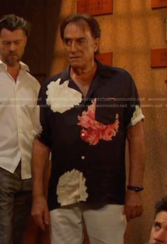 Tony's black floral short sleeve shirt on Days of our Lives