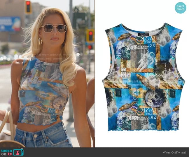 Topshop Astronaut Y2K Mesh Tank worn by Emma Hernan on Selling Sunset