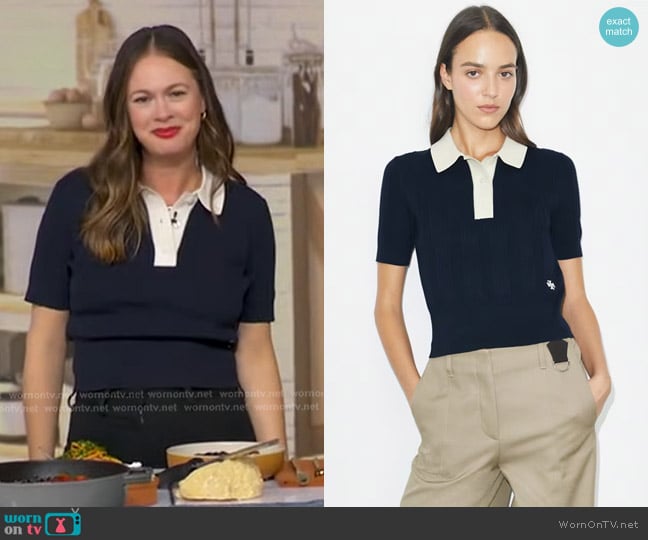 Tory Burch Cotton Pointelle Polo worn by Alison Roman on Today