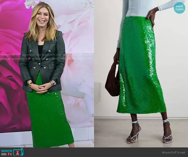 Tory Burch Sequined Stretch-Mesh Maxi Skirt worn by Jill Martin on Today
