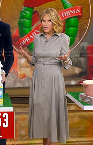 Tory's grey belted shirtdress on Good Morning America