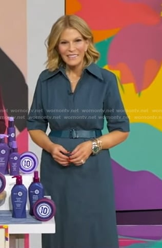 Tory's teal belted denim dress on Good Morning America