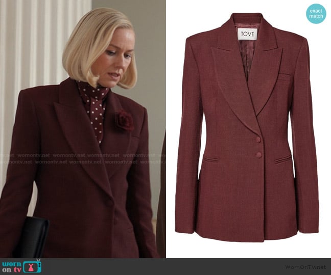 Tove Yana double-breasted blazer worn by Liberty Ronson (Naomi Watts) on Alls Fair