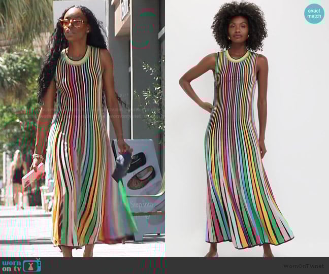 Tuckernuck Resort Sheath Dress Green Yellow Ribbed Maxi worn by Venita Aspen on Southern Charm