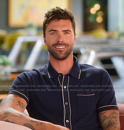 Tyler’s navy confessional short sleeve shirt on Selling the OC