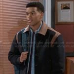 Tyrell’s navy and brown jacket on Beyond the Gates