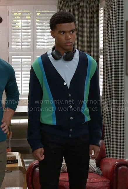 Tyrell’s colorblock cardigan on Beyond the Gates