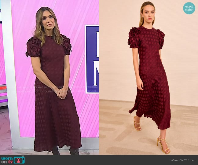 Mandy Moore’s burgundy embroidered dress on Today