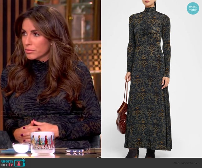 Alyssa’s printed turtleneck dress on The View Alyssa’s printed turtleneck dress on The View