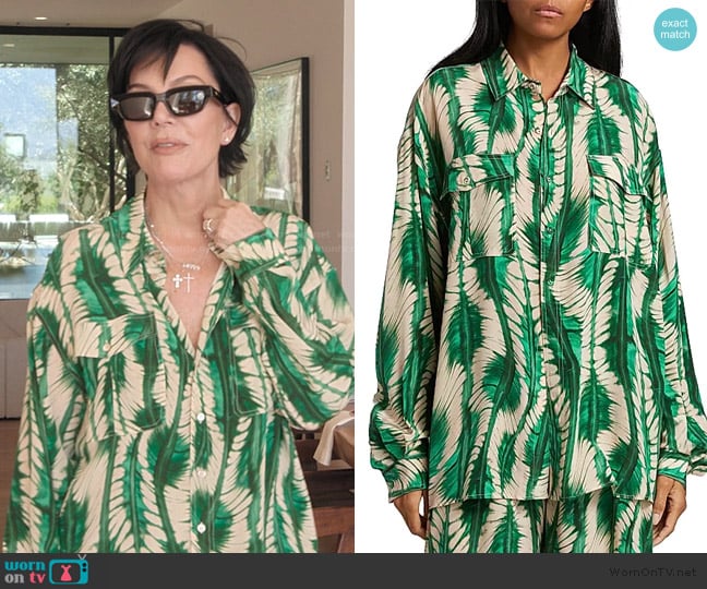 Ulla Johnson Soren Printed Silk Shirt worn by Kris Jenner (Kris Jenner) on The Kardashians