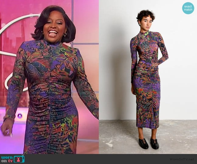 Untitled in Motion Alonia Jersey Ruched Midi Dress worn by Sherri Shepherd on Sherri