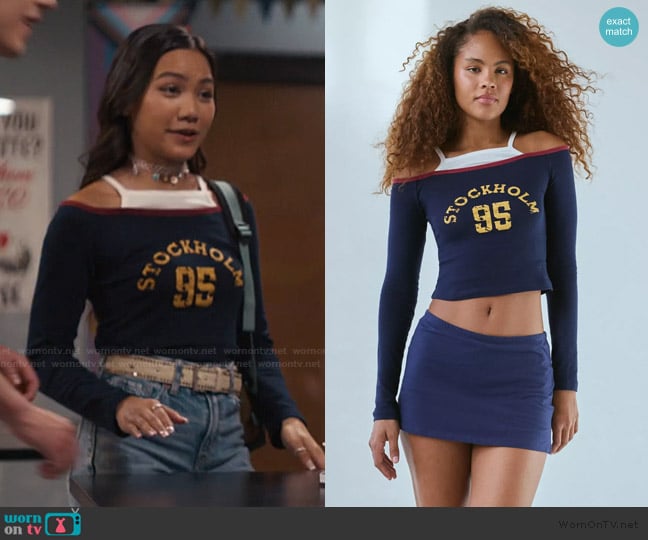 Urban Outfitters Stockholm 95 Graphic Double Layer Long Sleeve Baby Tee