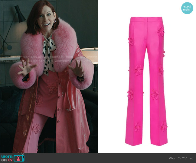 Valentino Garavani Crepe Couture Floral-embroidered Trousers worn by Elsbeth Tascioni (Carrie Preston) on Elsbeth