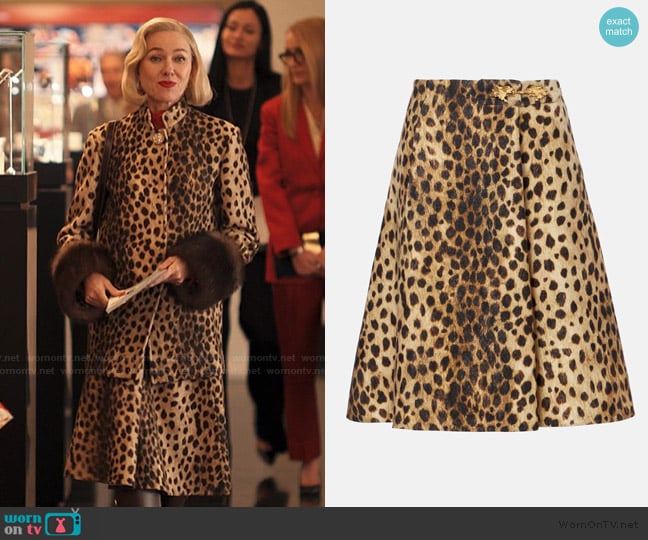Valentino Garavani Jaguar Spots Animal Printed A-Line Skirt worn by Liberty Ronson (Naomi Watts) on Alls Fair