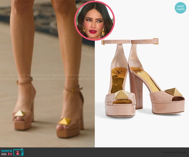 Valentino Garavani One Stud patent-leather platform sandals worn by Sandra Vergara on Selling Sunset