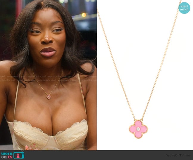 Van Cleef and Arpels Rose Gold Diamond Pink Necklace worn by Chelsea Lazkani on Selling Sunset