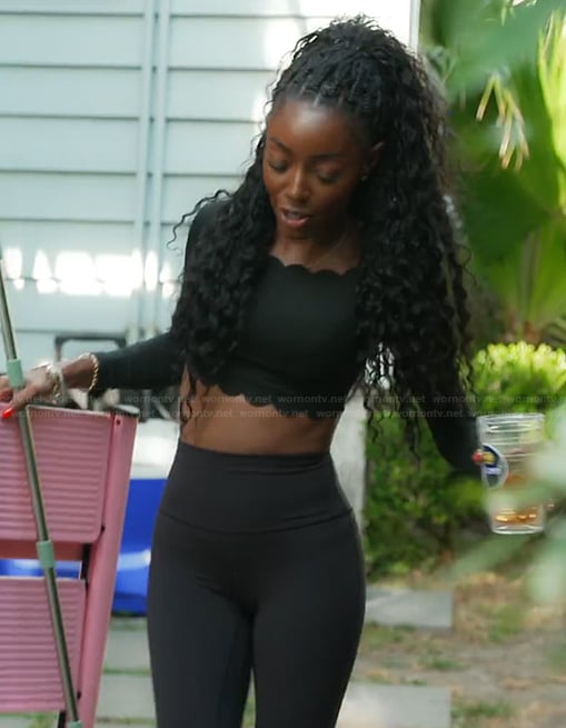 Venita’s black scalloped top and leggings on Southern Charm