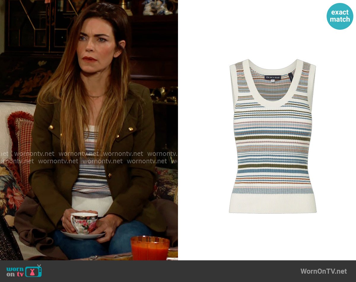 Veronica Beard Ezinna Tank worn by Victoria Newman (Amelia Heinle) on The Young and the Restless