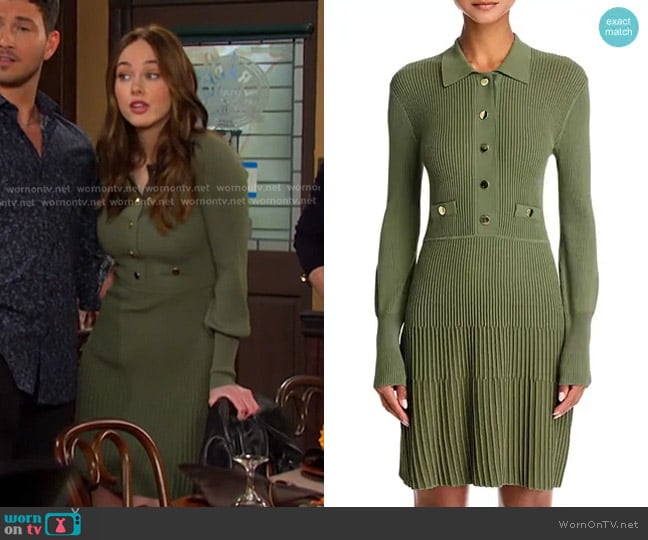Veronica Beard Lauper Dress in Stone Army worn by Stephanie Johnson (Abigail Klein) on Days of our Lives