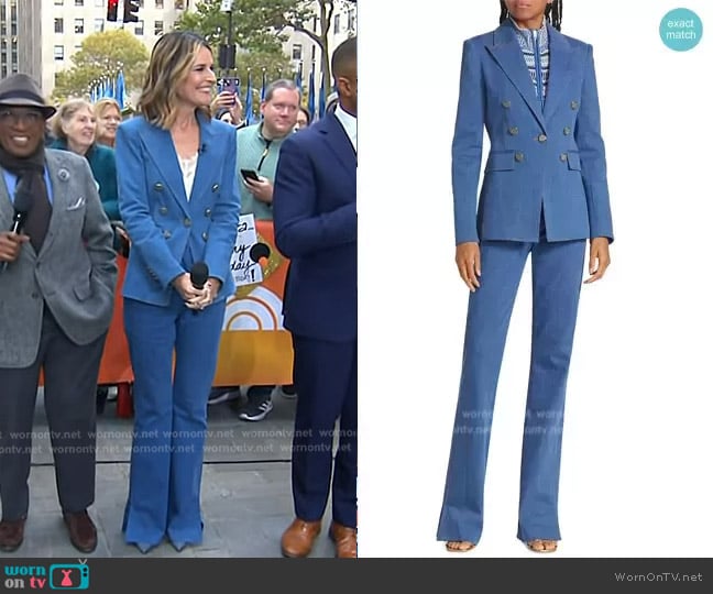 Veronica Beard Naira Denim Dickey Jacket and Royce Pants worn by Savannah Guthrie on Today