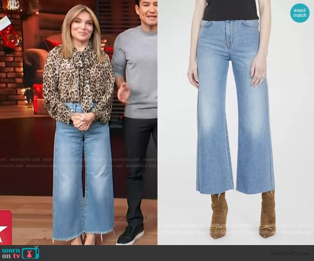 Veronica Beard Taylor Cropped High Rise Wide-Leg Jeans worn by Kit Hoover on Access Hollywood