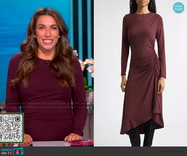 Veronica Beard Theodora Ruched Midi Dress worn by Sunny Hostin on The View