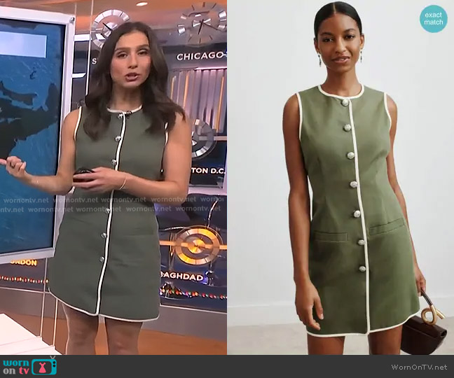 Veronica Beard Whistler Dress in Stone Army worn by Angie Lassman on NBC News Daily