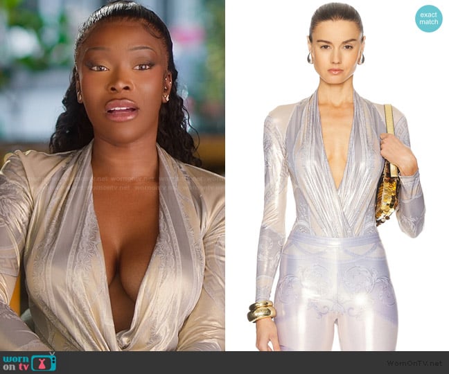 Versace Long Sleeve Bodysuit worn by Chelsea Lazkani on Selling Sunset