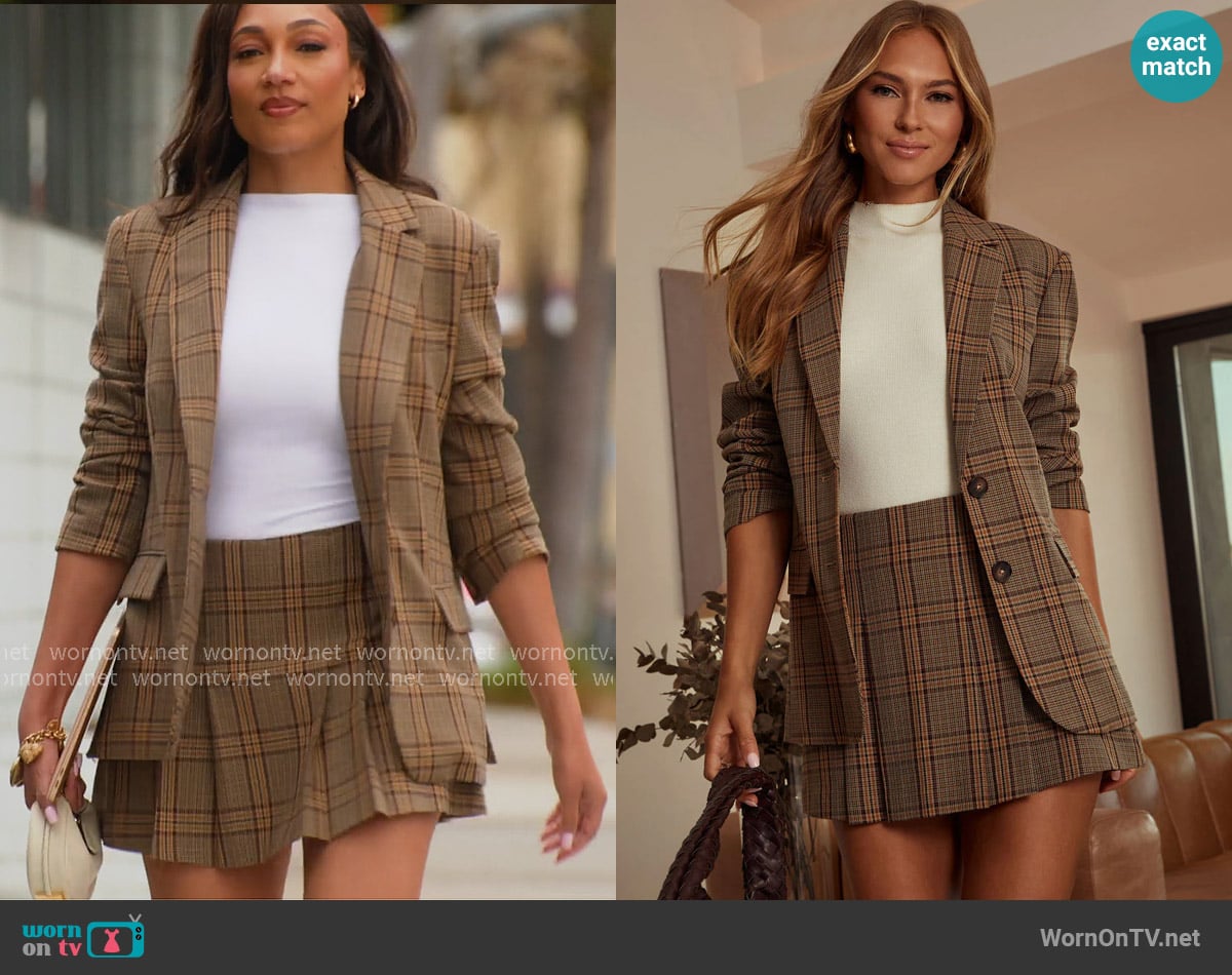 Vici Collection Binx Plaid Blazer worn by Brandi Marshall (Brandi Marshall) on Selling the OC
