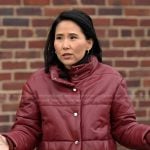 Vicky’s red leather puffer jacket on Today