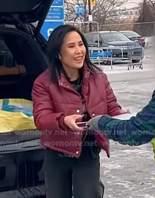 Vicky's red leather puffer jacket on Today