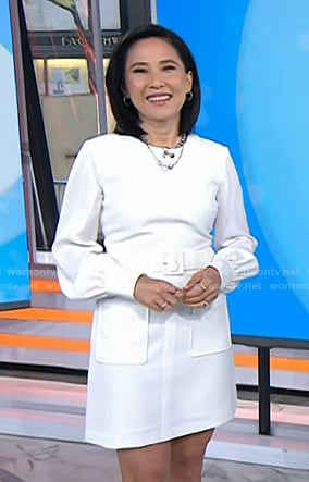 Vicky's white long sleeve mini dress on Today