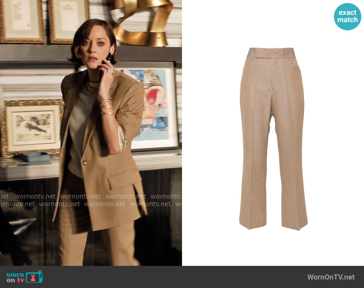 Victoria Beckham Cropped flared trousers worn by Celine Dumont (Marion Cotillard) on The Morning Show